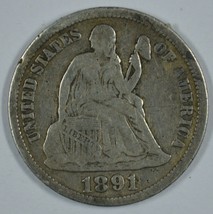 1891 Seated Liberty circulated silver dime  - £11.96 GBP