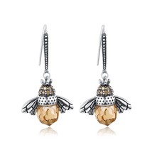 Hot Sale 925 Sterling Silver Yellow Bee Drop Earrings for Women Lovely Insect Ea - £27.95 GBP