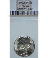 1942 P Jefferson silver nickel NGC MS 67 - £53.16 GBP