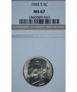 1943 S Jefferson silver nickel NGC MS 67 - £41.43 GBP