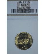 1945 D Jefferson silver nickel NGC MS 67 - £53.16 GBP