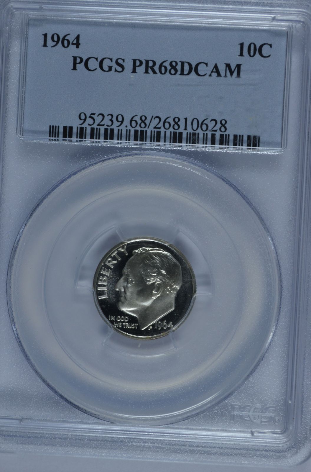 1964 Roosevelt proof silver dime PCGS PR68DCAM - $42.00