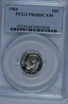1964 Roosevelt proof silver dime PCGS PR68DCAM - £32.83 GBP