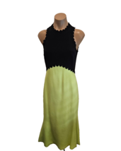 DAVID KOMA Sleeveless Long Trumpet Dress with Black Scalloped Top - $399.99