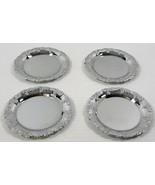 AP) Set of 4 Stainless Steel Silver Coasters Grape Vines 4&quot; - £11.69 GBP