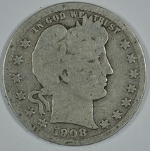 1908 D Barber circulated silver quarter - $12.00