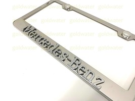3D Mercedes-Benz Badge Emblem Stainless Steel Chrome Metal License Plate Frame - $26.44