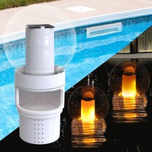Pool Chlorine Floater With Solar Flame Light, Chlorine Dispenser For Pool, Spa C - £43.15 GBP