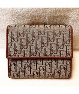 Christian Dior Trotter Canvas Bifold Wallet Compact Purse Brown Leather ... - $313.19 CAD
