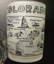 Colorado Shot Glass Hazel Atlas Double Size Frosted Glass Black Illustra... - $8.99
