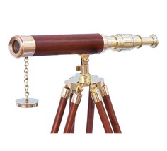 Floor Standing Brass/Wood Harbor Master Telescope 30&quot; - Wood - £182.56 GBP