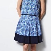 Milly Design Nation Blue Tile Skirt Blue White Size L A-Line Cotton Naut... - £17.26 GBP