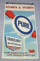 Pure Oil Co Firebird Gasoline Road Map Atlanta Georgia 1964 - $9.95