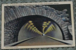 Vintage Color Tone Postcard, Illuminated Tunnel, Near Bonneville Dam, Oregon - £3.15 GBP