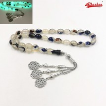 Tasbih Blue Luminous resin Muslim Rosary bead misbaha Eid Gift islamic m... - $49.91