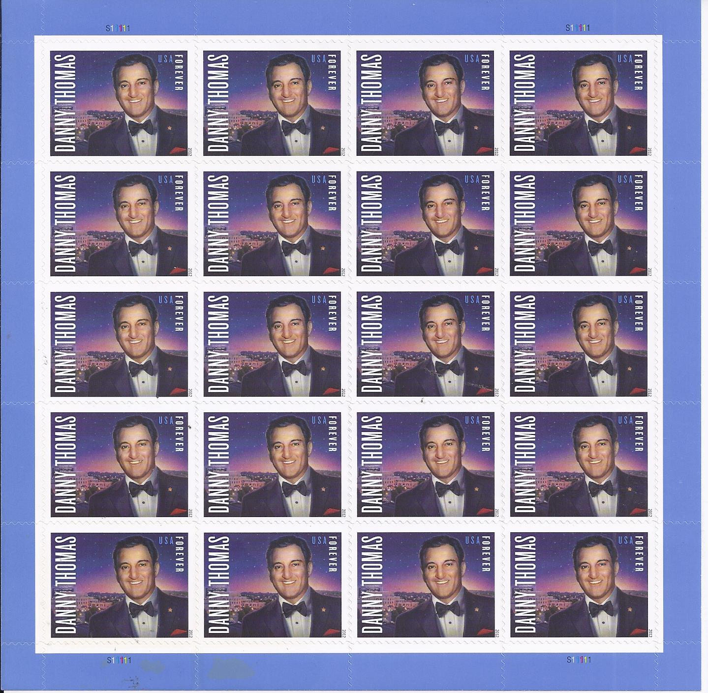 DANNY THOMAS  2012 USPS Forever Stamp Sheet, MNH - $19.95