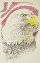 American Bald Eagle Signed Art Print 78 Drawn from the words, God Bless America  - £40.17 GBP