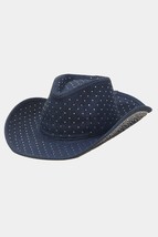 Cowboy Hat with Dazzling Rhinestone Studded Western Accessory Adjustable String - £26.97 GBP
