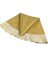 Mid Century Round Vinyl Tablecloth – Yellow w/ White Lace Trim 65” Patio... - $24.76 CAD