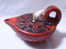 Savas Archagelos Phodes Small Decor Ceramic Lamp Red With Black Accents - £19.91 GBP