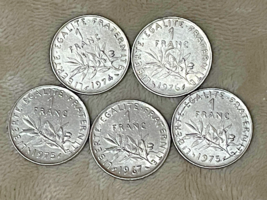1/2 Franc Coin Lot France Coins 1967, 1974, 1975 x2, 1976 - 1/2 Franc - £14.51 GBP