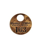 Vintage Masonic Temple Metal Coat? Tag Fob Flint MI #163 - €24,57 EUR