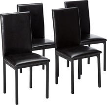 Black Set Of 4 Roundhill Furniture Noyes Faux Leather Metal Frame Dining... - £148.59 GBP