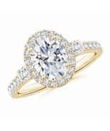ANGARA Lab-Grown Diamond Side Stone Halo Ring in 14k Solid Gold (2.33 Ct... - £2,699.98 GBP