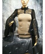 Black Gothic Sleeve Shawl Lace Wide Bell Steampunk Shrug Victorian Madam... - $541.94 MXN