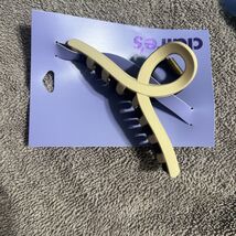 Claire’s Beige Black Matte Loop Hair Claw Clip Modern Minimalist Style New - €6,44 EUR