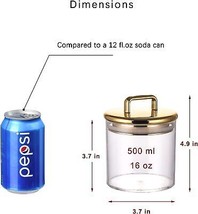 16 oz Small Acrylic Storage Apothecary Jar with Gold Airtight Lid Bathroom Vanit - £23.37 GBP