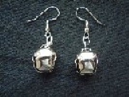 JINGLE BELL EARRINGS-Funky Christmas Holiday Jewelry-SILVER-5/8-inch - $5.97