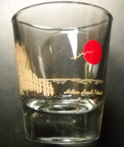 Hilton Head Island Shot Glass Golden Colored Fence and Shrubs Under a Red Moon - £5.50 GBP