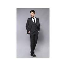Men 3pc European Vested Suit WESSI J.VALINTIN Extra Slim Fit JV27 Black Stripe image 9