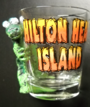 Hilton Head Island Shot Glass 3D Alligator Climbs up Clear Glass Block L... - £6.38 GBP