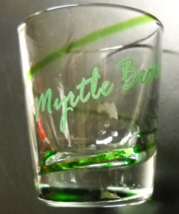 Myrtle Beach Shot Glass Clear Glass with Green Wrapping Swirls and Script Print - £5.49 GBP