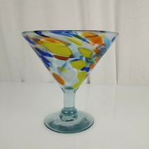 Jose Cuervo Heavy Glass Martini Big Large Colorful Swirls Tradicional Te... - $39.59