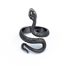 Punk Metal Snake Ring  Unisex Adjustable Black  Rings For Nightclub Personality  - £7.18 GBP