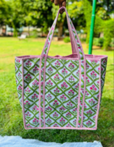 Quilted Cotton Floral Patchwork Reversible Large Tote Bag Grocery Shoppi... - $24.34+