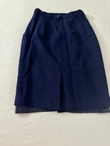 Sassco Women's Blue 100% Wool Back Zipper Pleated Front Pencil Skirt Size 8 image 7