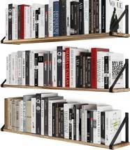 Burned Wood Wall Shelves For Books, 36-Inch-Tall Floating, Wallniture Bora. - £51.05 GBP