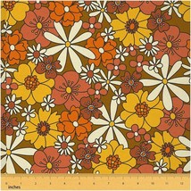 Retro Daisy Waterproof Fabric - Vintage 70s Groovy Floral P - $98.00