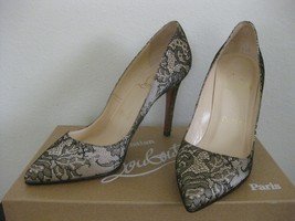 SOLD - Authentic Christian Louboutin PIGALLE 100 Black Lace Nude Satin Size 37 - £355.87 GBP