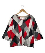 New Alfred Dunner Top Womens 2X Gray Red Geometric Studded Scoop Neck Sp... - $461.80 MXN
