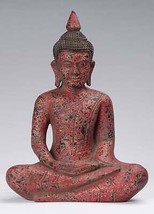 Ancien le Khmer Style Bois Assis Statue de Bouddha Dhyana Méditation Mudra - - £391.23 GBP