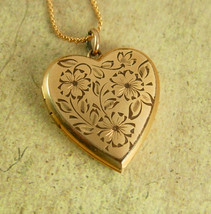 Victorian Locket yellow gold filled heart military photo soldier sweethe... - $125.00
