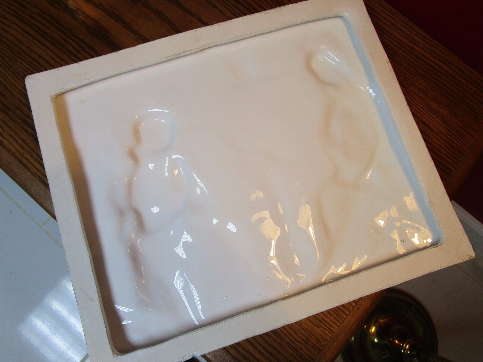 RELIGIOUS PLAQUE VIRGEN MARY AND THE ARCHANGEL GLAZED CERAMIC Item image 5