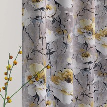 Living Room Blackout Curtains, 2 Panels, 52 X 72 Inches, Grey And Yellow - £38.52 GBP