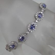 Halo Tennis 6.80Ct Oval Cut Simulated Tanzanite Bracelet 925 Sterling Silver - £148.70 GBP