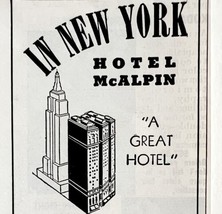 Hotel McAlpin New York City 1939 Advertisement Broadway NYC DWKK11 - £23.59 GBP